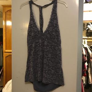 Moda stretch lace halter gray/lavender. Lovely!
